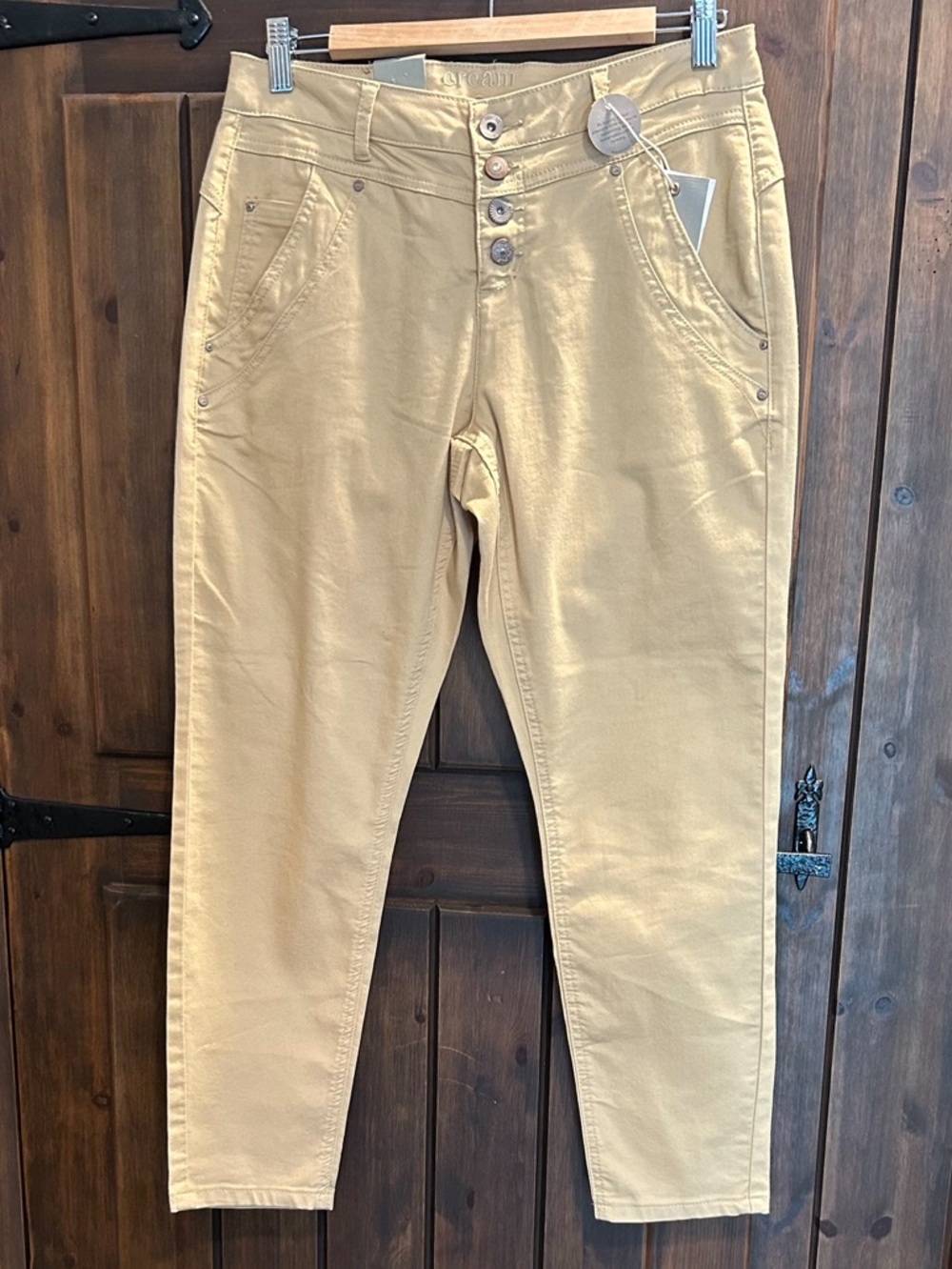 Cream Penora Twill 7/8 Pants Moonstone Size 30 NWT Button Fly Crop Slim
